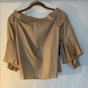 Jennifer Lopez Beige Off-Shoulder Blouse